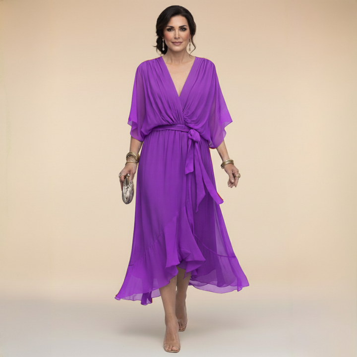 DELACROIX | Chiffon Dress with V-Neck