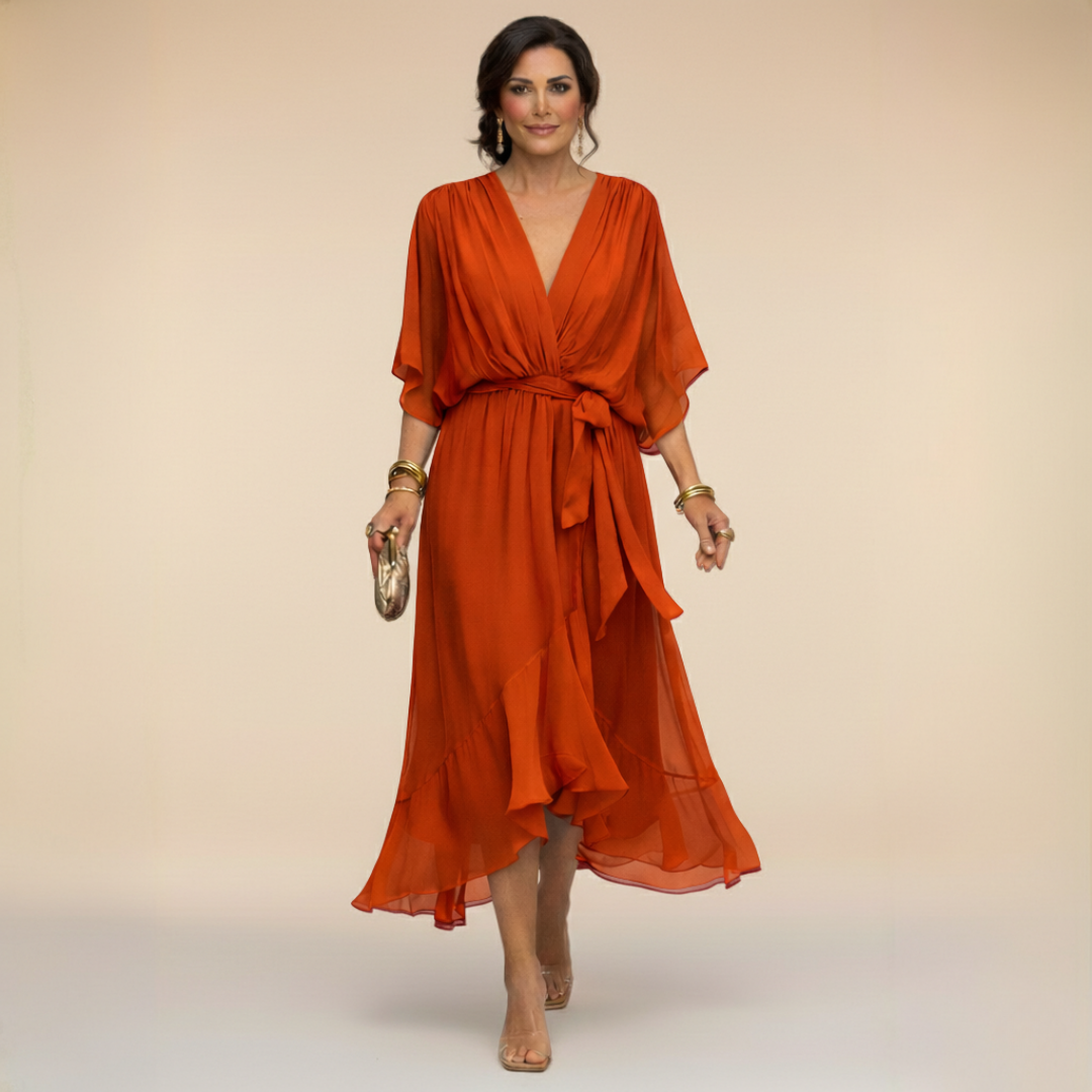 DELACROIX | Chiffon Dress with V-Neck